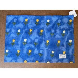 Placemats Blue (10) Tulip Flowers 100% Cotton  India 19” X 13" Unlined New/Tags